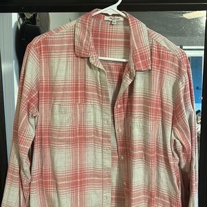 Madewell pink plaid blouse with Pockets